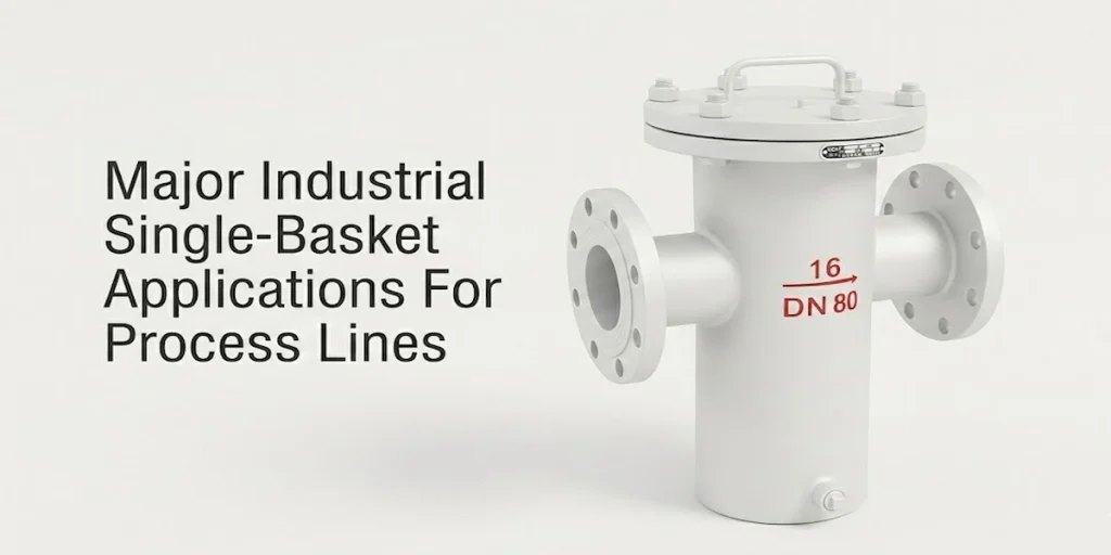 Flanged DN80 simplex strainer designed for precise solid filtration in chemical plants, oil transfer, and water cooling systems.